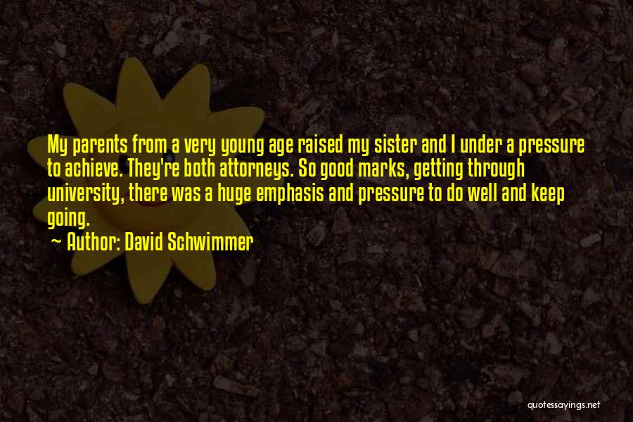 David Schwimmer Quotes: My Parents From A Very Young Age Raised My Sister And I Under A Pressure To Achieve. They're Both Attorneys.