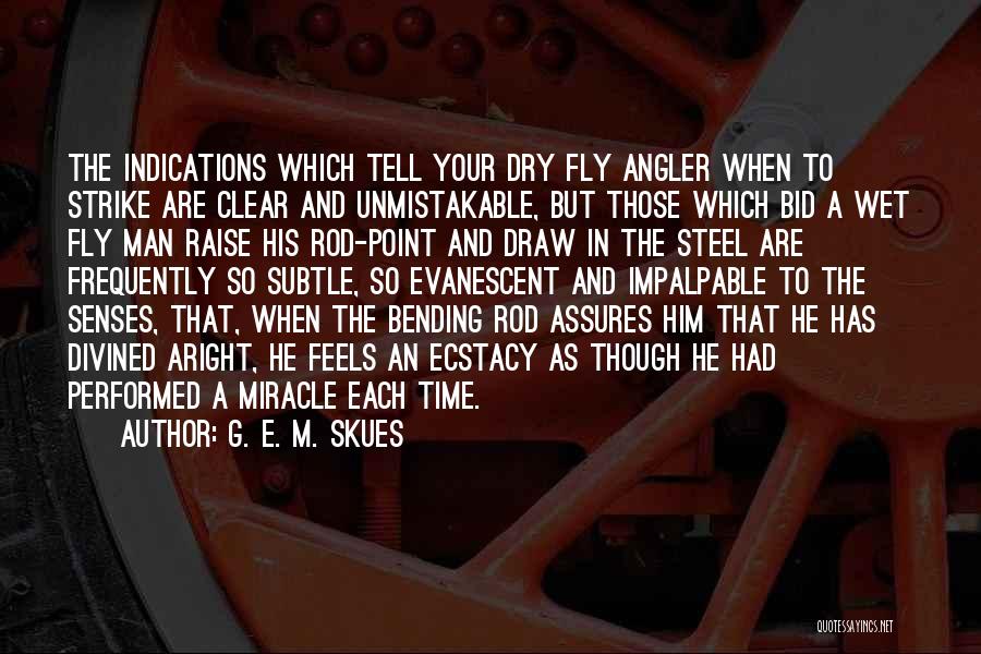 G. E. M. Skues Quotes: The Indications Which Tell Your Dry Fly Angler When To Strike Are Clear And Unmistakable, But Those Which Bid A