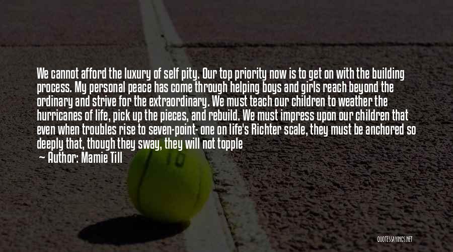 Mamie Till Quotes: We Cannot Afford The Luxury Of Self Pity. Our Top Priority Now Is To Get On With The Building Process.