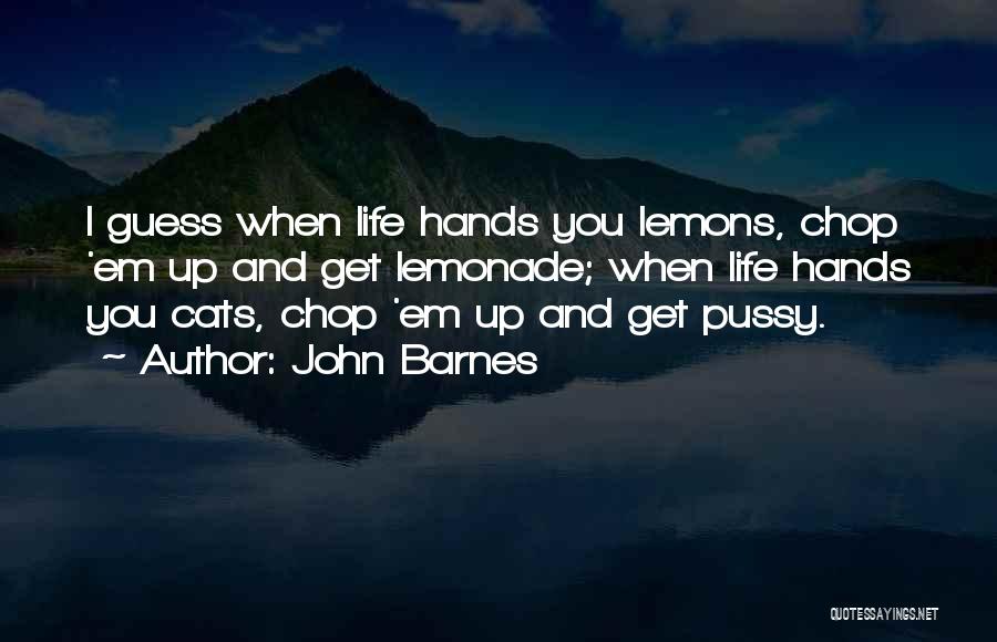 John Barnes Quotes: I Guess When Life Hands You Lemons, Chop 'em Up And Get Lemonade; When Life Hands You Cats, Chop 'em