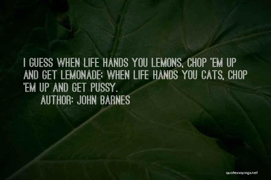 John Barnes Quotes: I Guess When Life Hands You Lemons, Chop 'em Up And Get Lemonade; When Life Hands You Cats, Chop 'em