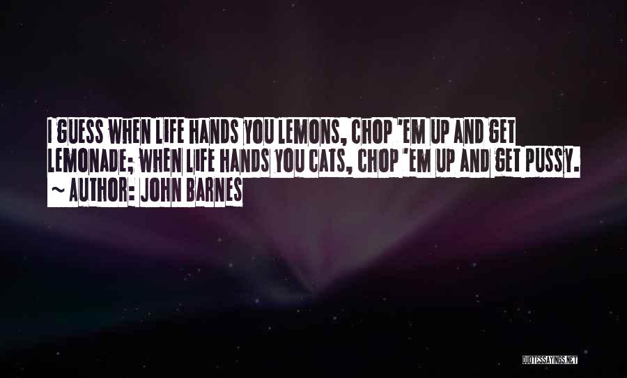 John Barnes Quotes: I Guess When Life Hands You Lemons, Chop 'em Up And Get Lemonade; When Life Hands You Cats, Chop 'em