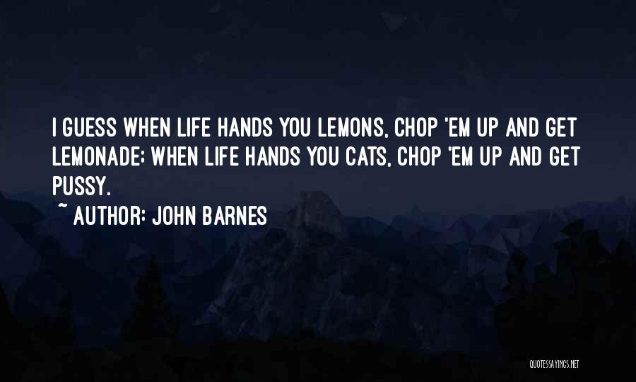 John Barnes Quotes: I Guess When Life Hands You Lemons, Chop 'em Up And Get Lemonade; When Life Hands You Cats, Chop 'em