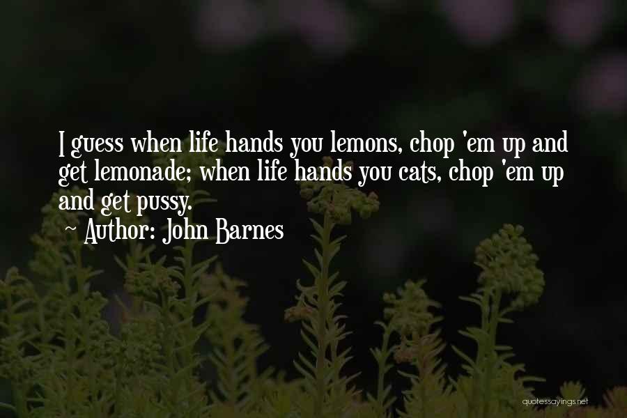 John Barnes Quotes: I Guess When Life Hands You Lemons, Chop 'em Up And Get Lemonade; When Life Hands You Cats, Chop 'em