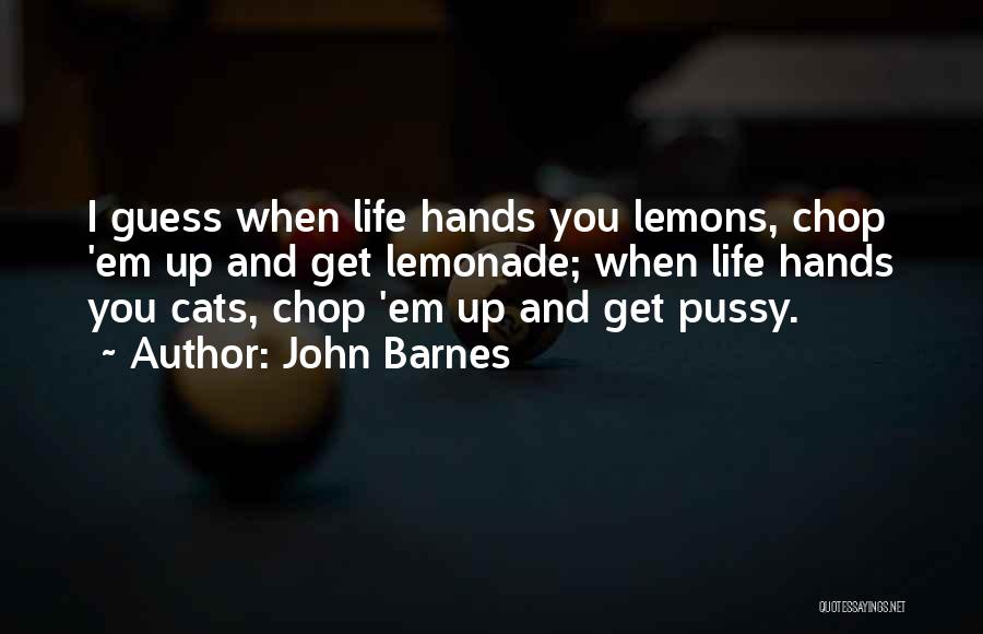 John Barnes Quotes: I Guess When Life Hands You Lemons, Chop 'em Up And Get Lemonade; When Life Hands You Cats, Chop 'em