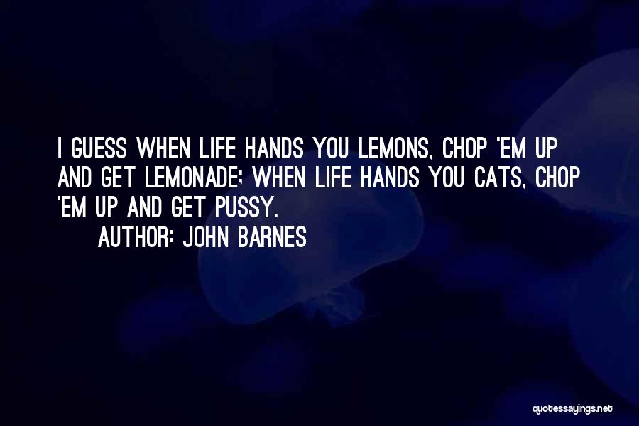 John Barnes Quotes: I Guess When Life Hands You Lemons, Chop 'em Up And Get Lemonade; When Life Hands You Cats, Chop 'em