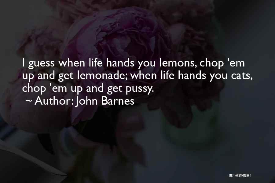 John Barnes Quotes: I Guess When Life Hands You Lemons, Chop 'em Up And Get Lemonade; When Life Hands You Cats, Chop 'em