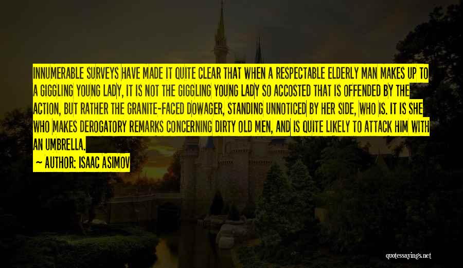 Isaac Asimov Quotes: Innumerable Surveys Have Made It Quite Clear That When A Respectable Elderly Man Makes Up To A Giggling Young Lady,