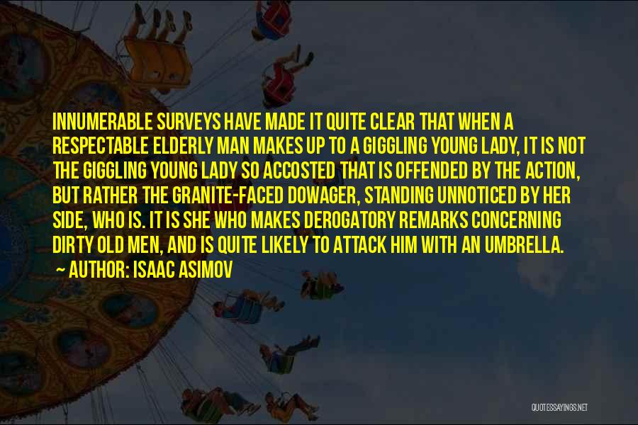 Isaac Asimov Quotes: Innumerable Surveys Have Made It Quite Clear That When A Respectable Elderly Man Makes Up To A Giggling Young Lady,