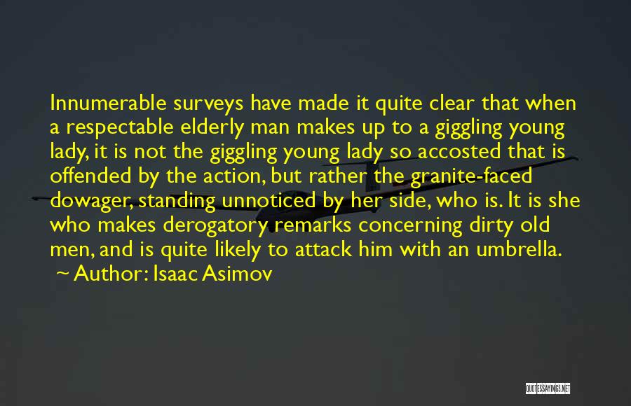 Isaac Asimov Quotes: Innumerable Surveys Have Made It Quite Clear That When A Respectable Elderly Man Makes Up To A Giggling Young Lady,