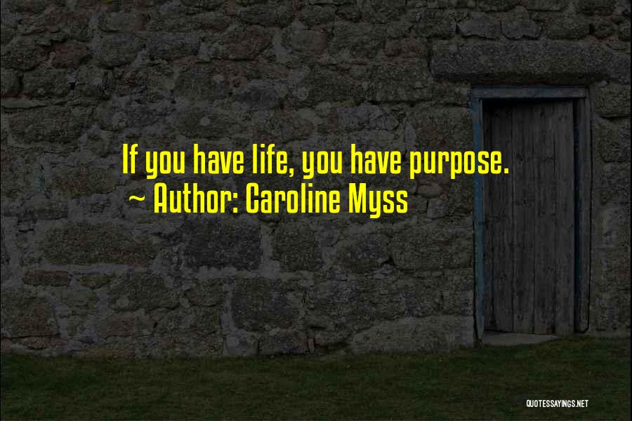 Caroline Myss Quotes: If You Have Life, You Have Purpose.