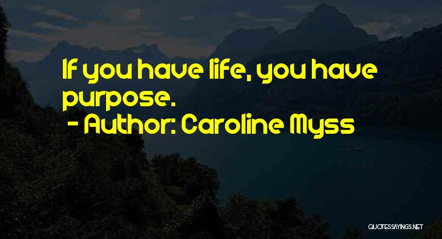 Caroline Myss Quotes: If You Have Life, You Have Purpose.