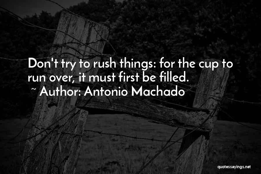 Antonio Machado Quotes: Don't Try To Rush Things: For The Cup To Run Over, It Must First Be Filled.