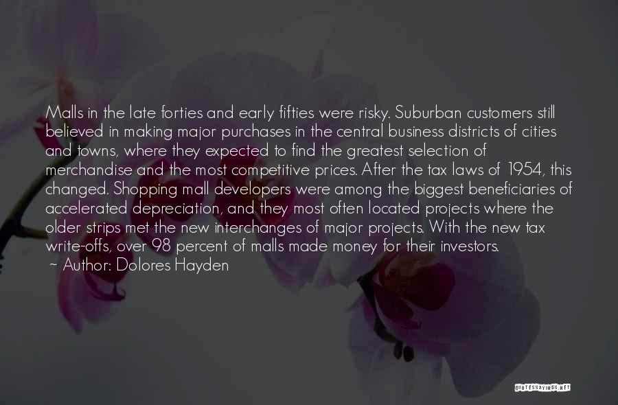 Dolores Hayden Quotes: Malls In The Late Forties And Early Fifties Were Risky. Suburban Customers Still Believed In Making Major Purchases In The