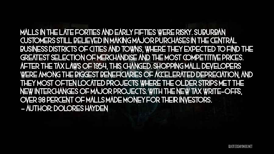 Dolores Hayden Quotes: Malls In The Late Forties And Early Fifties Were Risky. Suburban Customers Still Believed In Making Major Purchases In The