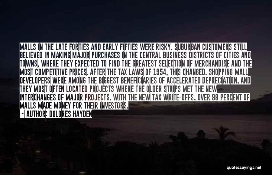 Dolores Hayden Quotes: Malls In The Late Forties And Early Fifties Were Risky. Suburban Customers Still Believed In Making Major Purchases In The