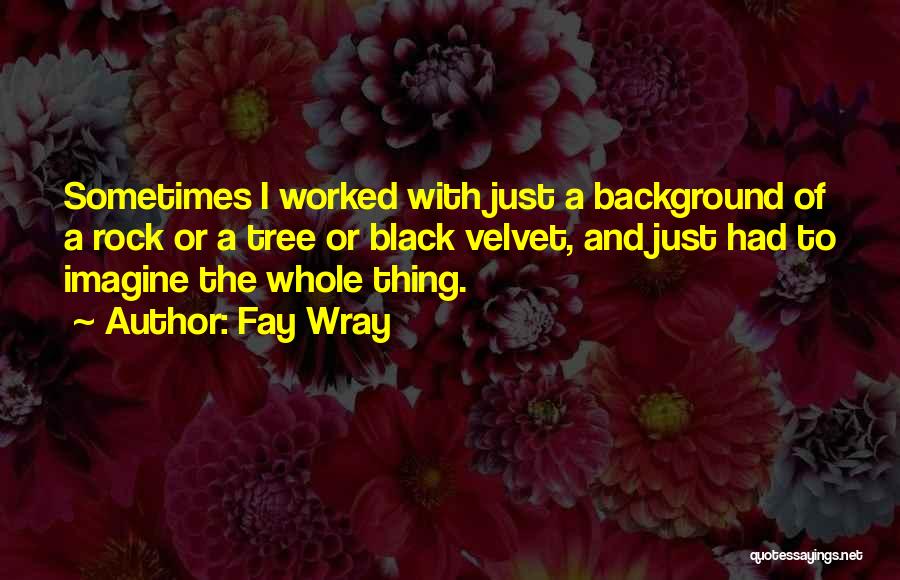 Fay Wray Quotes: Sometimes I Worked With Just A Background Of A Rock Or A Tree Or Black Velvet, And Just Had To