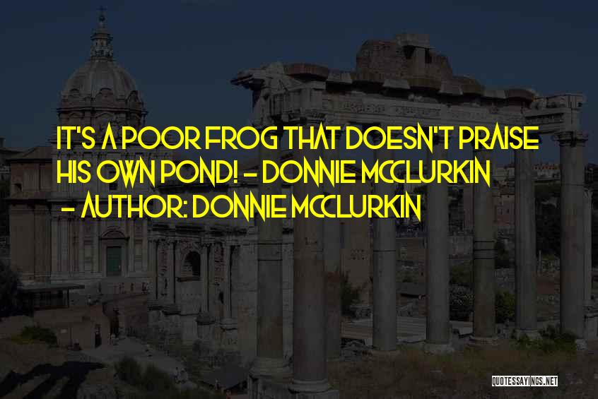 Donnie McClurkin Quotes: It's A Poor Frog That Doesn't Praise His Own Pond! - Donnie Mcclurkin