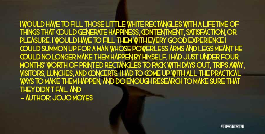 Jojo Moyes Quotes: I Would Have To Fill Those Little White Rectangles With A Lifetime Of Things That Could Generate Happiness, Contentment, Satisfaction,