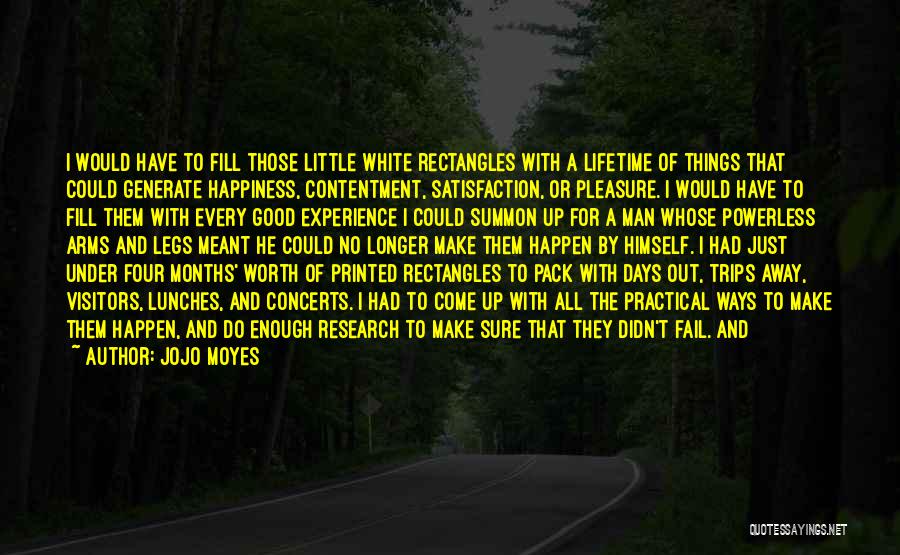 Jojo Moyes Quotes: I Would Have To Fill Those Little White Rectangles With A Lifetime Of Things That Could Generate Happiness, Contentment, Satisfaction,