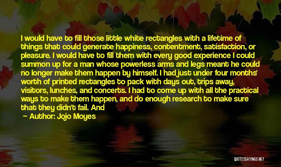 Jojo Moyes Quotes: I Would Have To Fill Those Little White Rectangles With A Lifetime Of Things That Could Generate Happiness, Contentment, Satisfaction,