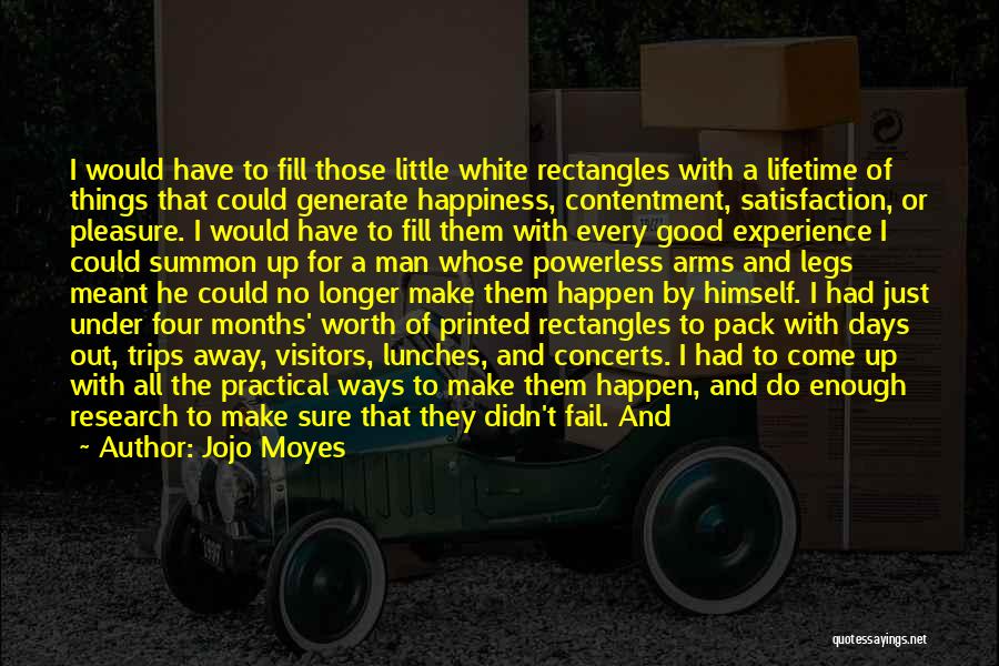 Jojo Moyes Quotes: I Would Have To Fill Those Little White Rectangles With A Lifetime Of Things That Could Generate Happiness, Contentment, Satisfaction,