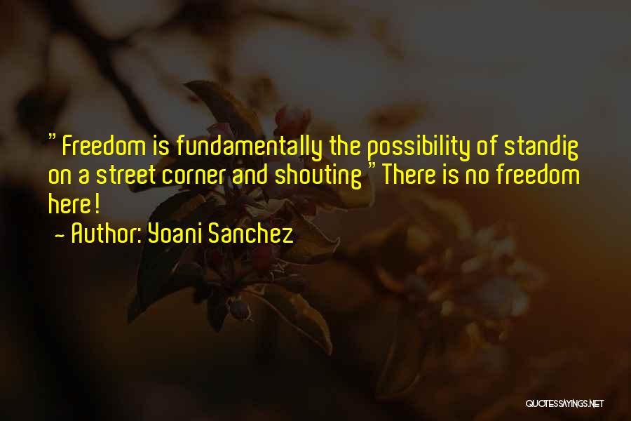 Yoani Sanchez Quotes: Freedom Is Fundamentally The Possibility Of Standig On A Street Corner And Shouting There Is No Freedom Here!