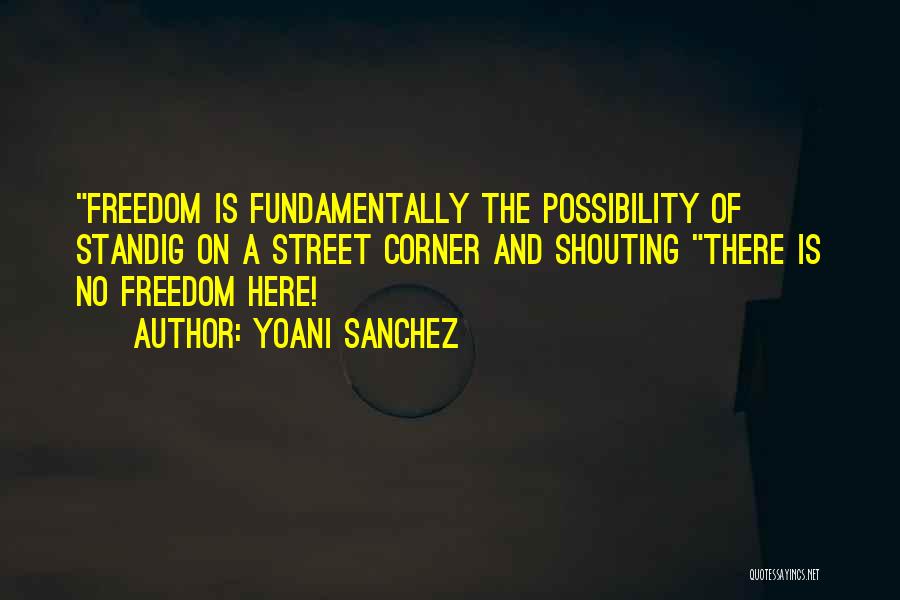 Yoani Sanchez Quotes: Freedom Is Fundamentally The Possibility Of Standig On A Street Corner And Shouting There Is No Freedom Here!