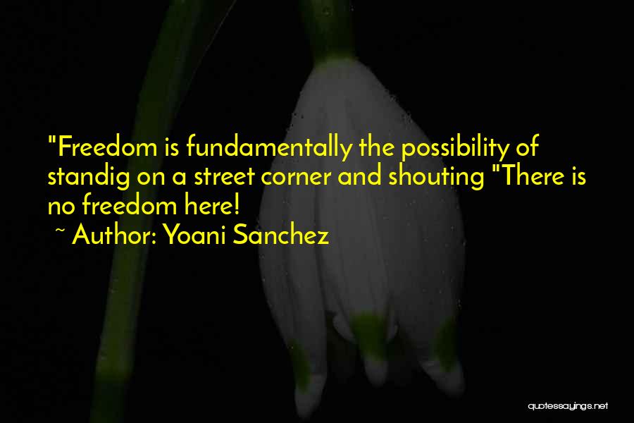 Yoani Sanchez Quotes: Freedom Is Fundamentally The Possibility Of Standig On A Street Corner And Shouting There Is No Freedom Here!