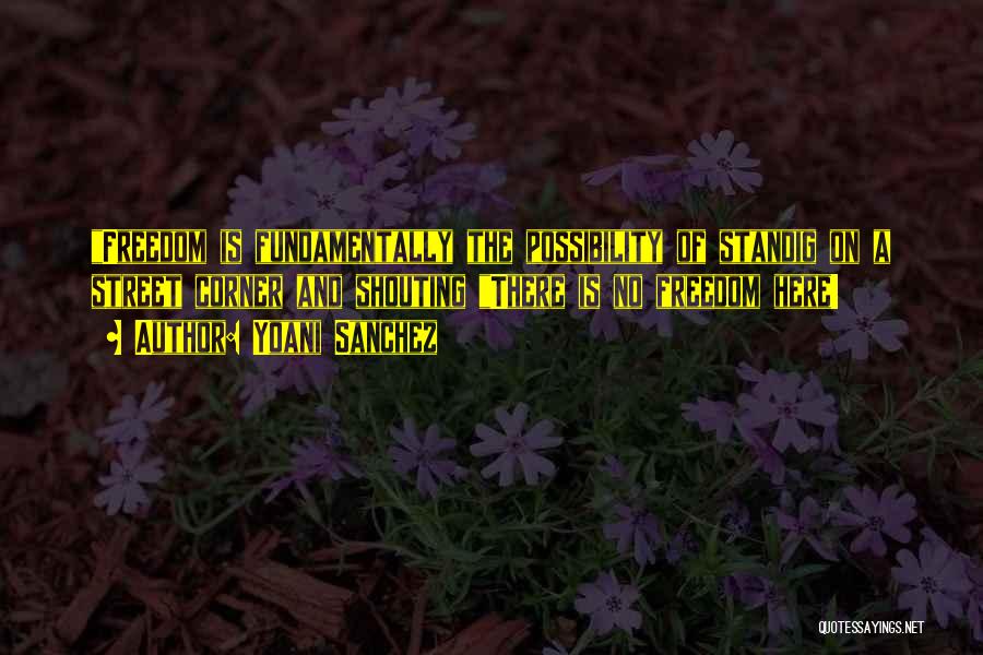 Yoani Sanchez Quotes: Freedom Is Fundamentally The Possibility Of Standig On A Street Corner And Shouting There Is No Freedom Here!