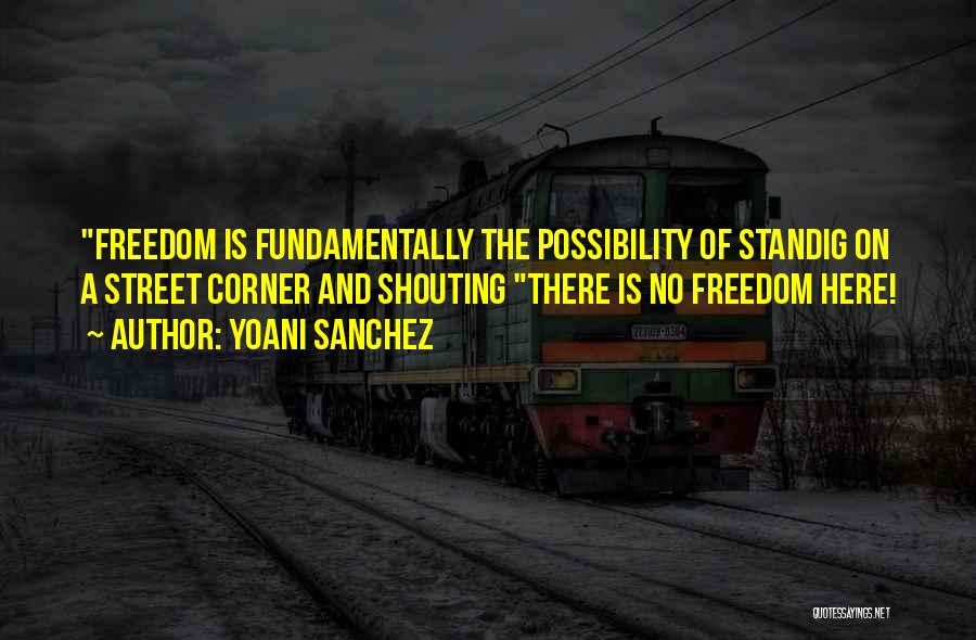 Yoani Sanchez Quotes: Freedom Is Fundamentally The Possibility Of Standig On A Street Corner And Shouting There Is No Freedom Here!