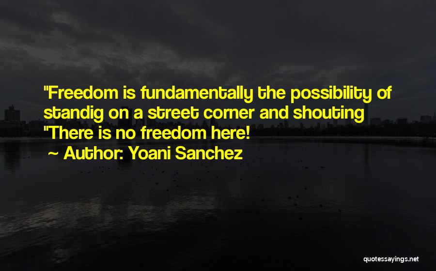 Yoani Sanchez Quotes: Freedom Is Fundamentally The Possibility Of Standig On A Street Corner And Shouting There Is No Freedom Here!