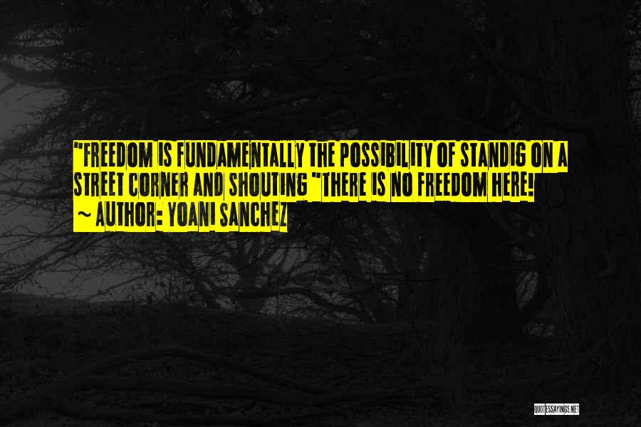 Yoani Sanchez Quotes: Freedom Is Fundamentally The Possibility Of Standig On A Street Corner And Shouting There Is No Freedom Here!