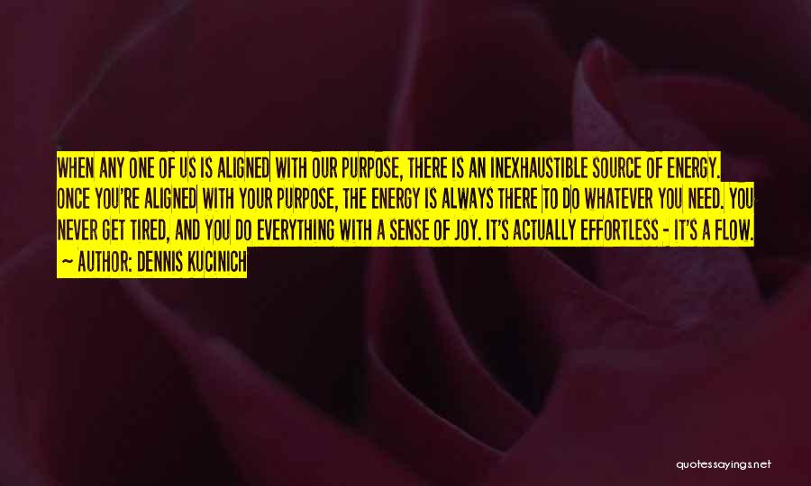 Dennis Kucinich Quotes: When Any One Of Us Is Aligned With Our Purpose, There Is An Inexhaustible Source Of Energy. Once You're Aligned
