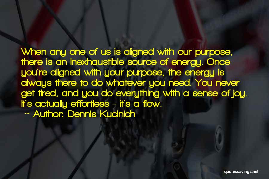Dennis Kucinich Quotes: When Any One Of Us Is Aligned With Our Purpose, There Is An Inexhaustible Source Of Energy. Once You're Aligned