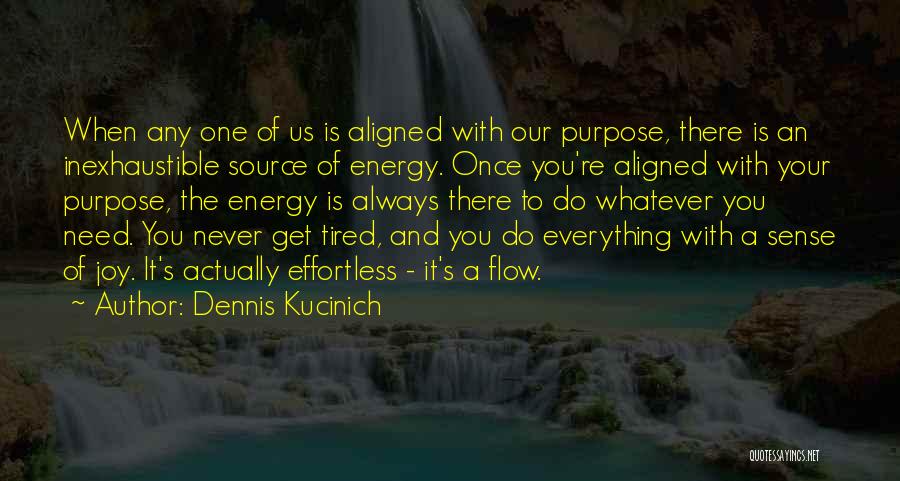 Dennis Kucinich Quotes: When Any One Of Us Is Aligned With Our Purpose, There Is An Inexhaustible Source Of Energy. Once You're Aligned