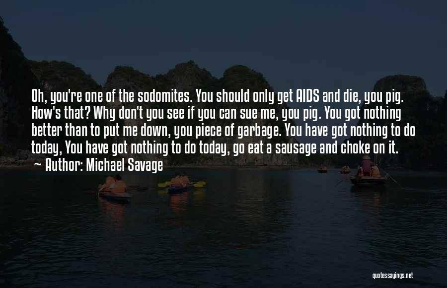 Michael Savage Quotes: Oh, You're One Of The Sodomites. You Should Only Get Aids And Die, You Pig. How's That? Why Don't You