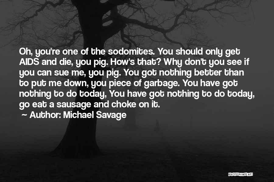 Michael Savage Quotes: Oh, You're One Of The Sodomites. You Should Only Get Aids And Die, You Pig. How's That? Why Don't You