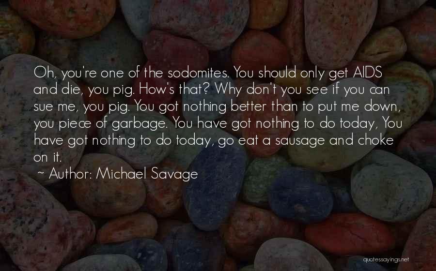 Michael Savage Quotes: Oh, You're One Of The Sodomites. You Should Only Get Aids And Die, You Pig. How's That? Why Don't You