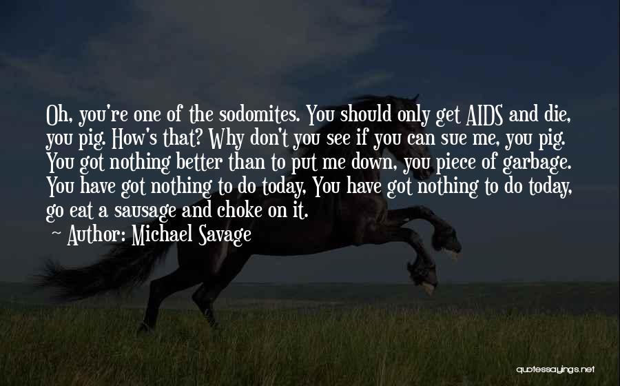 Michael Savage Quotes: Oh, You're One Of The Sodomites. You Should Only Get Aids And Die, You Pig. How's That? Why Don't You