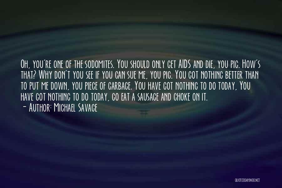 Michael Savage Quotes: Oh, You're One Of The Sodomites. You Should Only Get Aids And Die, You Pig. How's That? Why Don't You