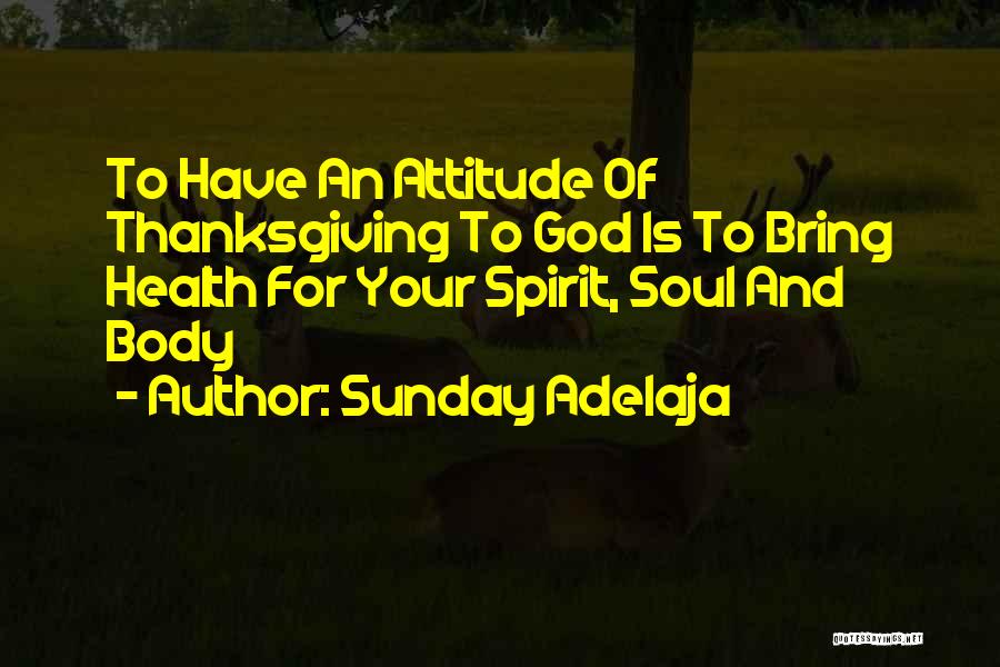 Sunday Adelaja Quotes: To Have An Attitude Of Thanksgiving To God Is To Bring Health For Your Spirit, Soul And Body