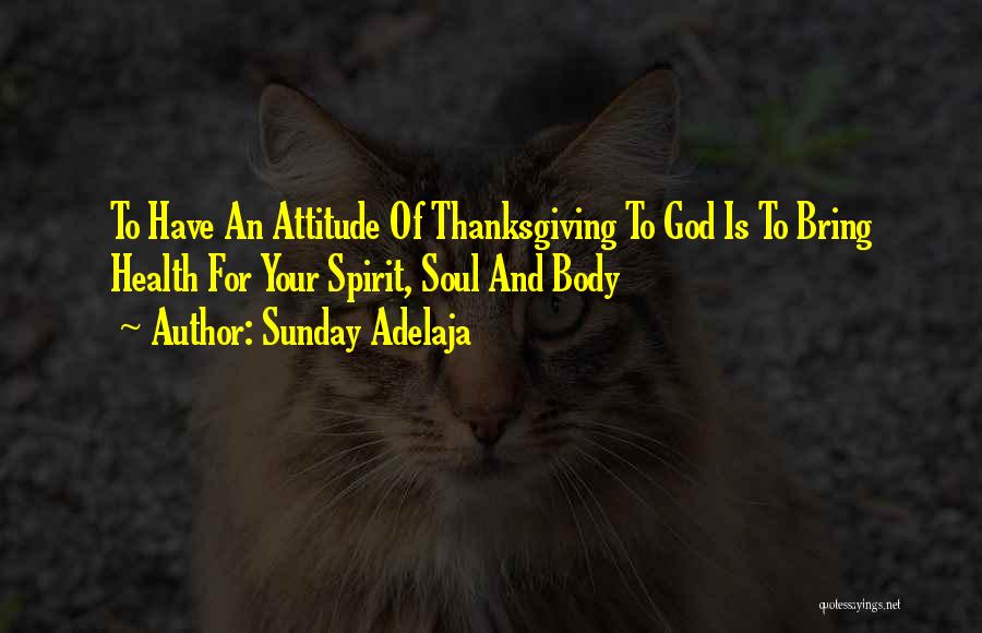 Sunday Adelaja Quotes: To Have An Attitude Of Thanksgiving To God Is To Bring Health For Your Spirit, Soul And Body