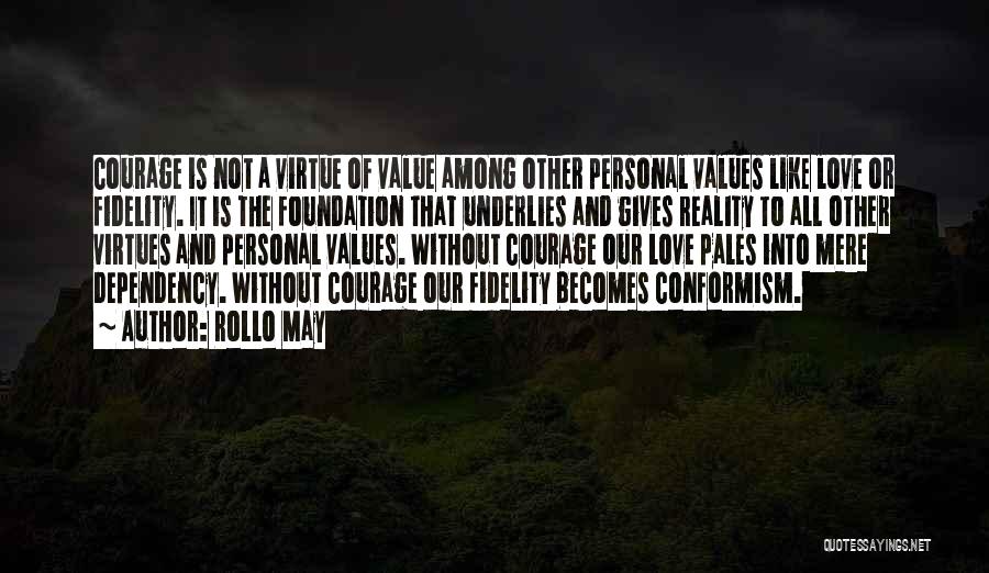 Rollo May Quotes: Courage Is Not A Virtue Of Value Among Other Personal Values Like Love Or Fidelity. It Is The Foundation That