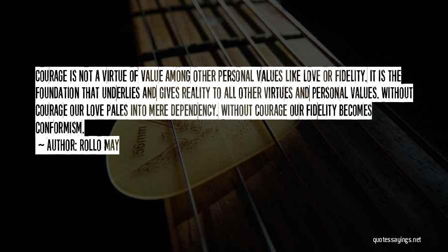 Rollo May Quotes: Courage Is Not A Virtue Of Value Among Other Personal Values Like Love Or Fidelity. It Is The Foundation That