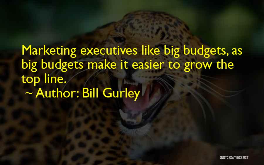 Bill Gurley Quotes: Marketing Executives Like Big Budgets, As Big Budgets Make It Easier To Grow The Top Line.