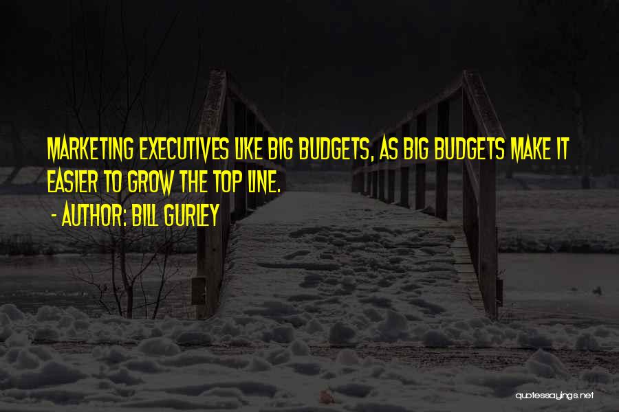Bill Gurley Quotes: Marketing Executives Like Big Budgets, As Big Budgets Make It Easier To Grow The Top Line.