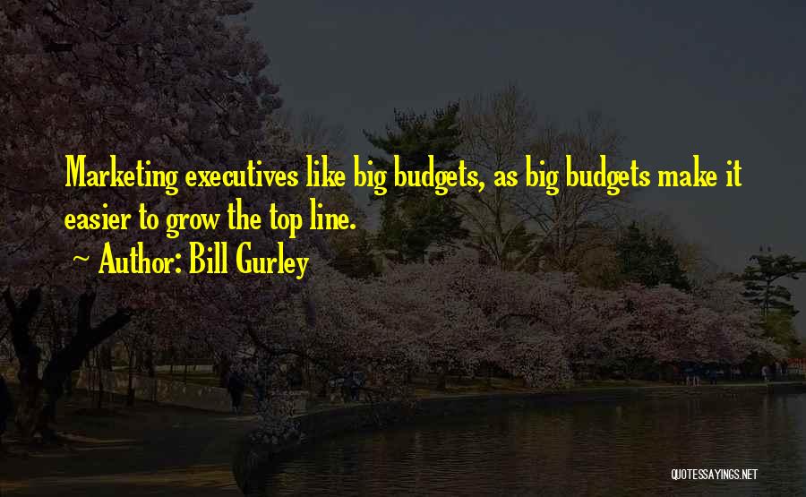 Bill Gurley Quotes: Marketing Executives Like Big Budgets, As Big Budgets Make It Easier To Grow The Top Line.