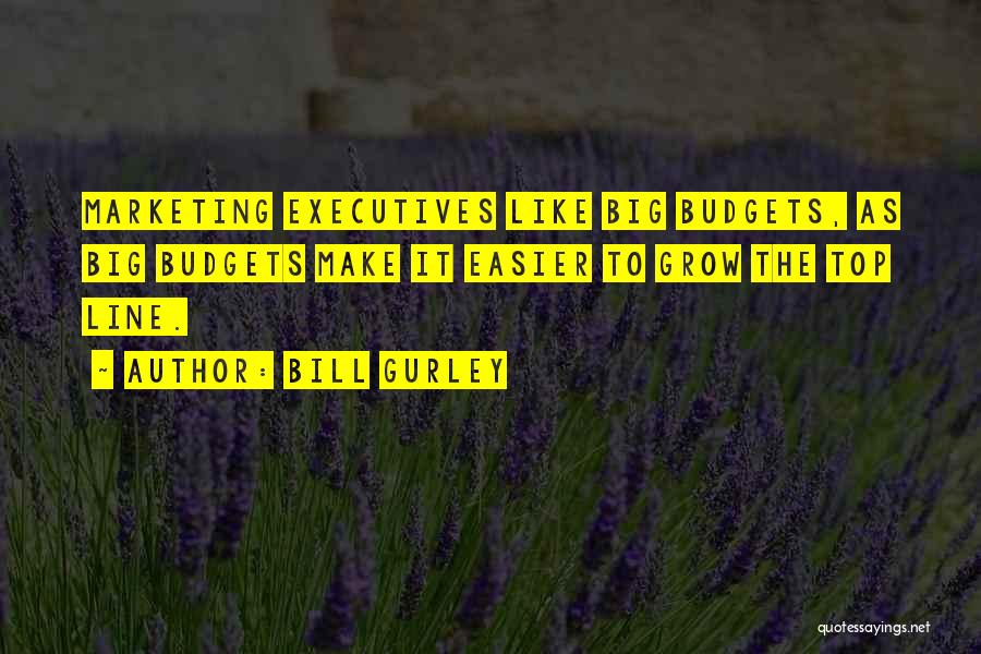 Bill Gurley Quotes: Marketing Executives Like Big Budgets, As Big Budgets Make It Easier To Grow The Top Line.
