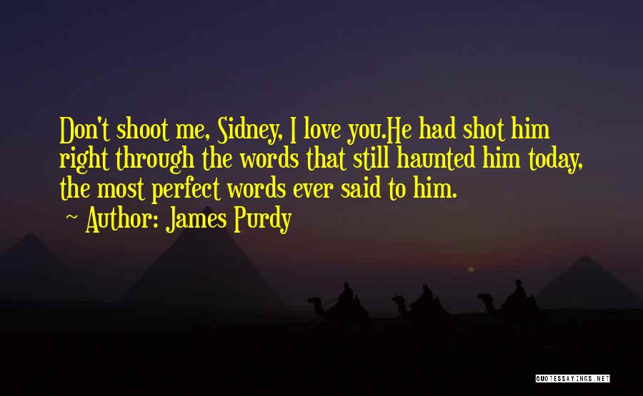 James Purdy Quotes: Don't Shoot Me, Sidney, I Love You.he Had Shot Him Right Through The Words That Still Haunted Him Today, The